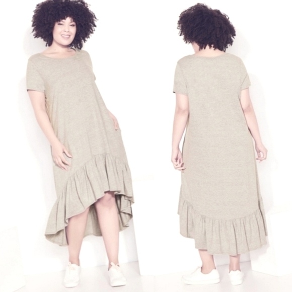 NWT AVENUE ZIM & ZOE MIDI HIGH-LOW BOHO DRESS IN GREY - Picture 1 of 3